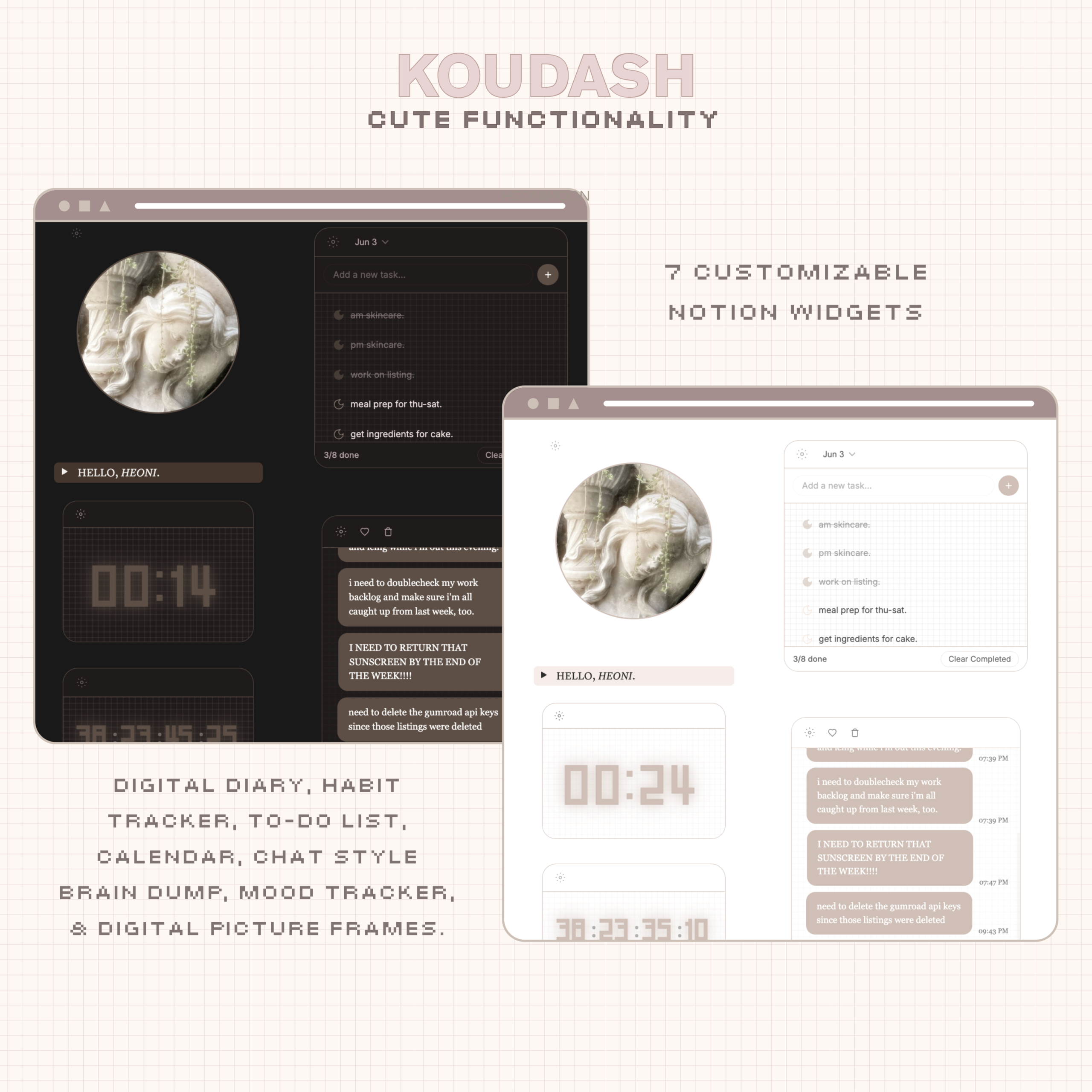 Notion Digital Planner, Notional Template, Notion Widgets