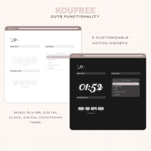 Free Notion Widgets, Free Notion Clock, Free Notion Countdown Timer, Free Notion Music Player