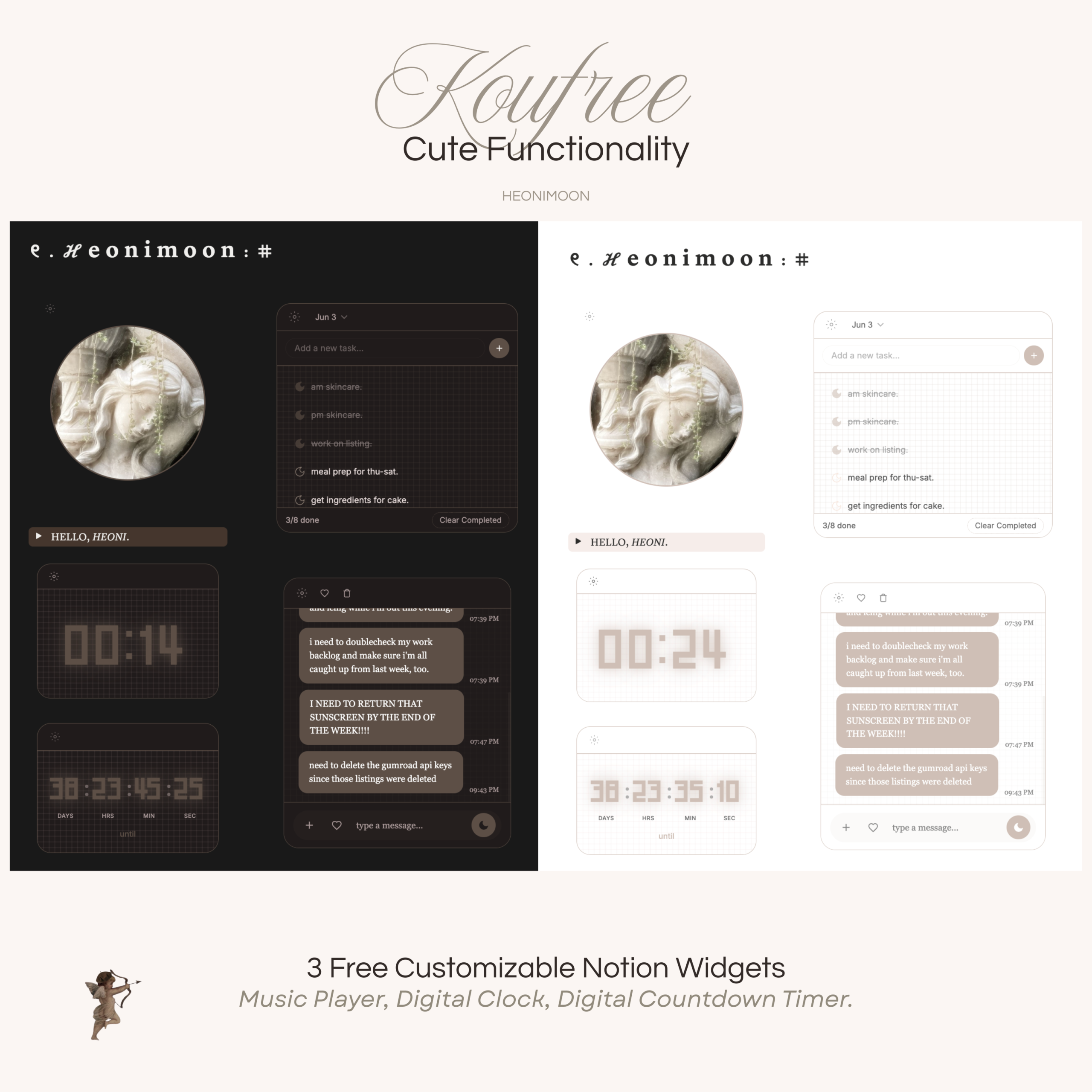 Free Notion Widgets, Free Notion Clock, Free Notion Countdown Timer, Free Notion Music Player