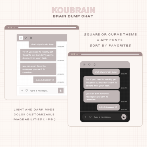 Koubrain ― Chat Style Brain Dump | Notion Widget | Aesthetic Digital Planner