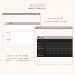 Koubit ― Digital Habit Tracker | Notion Widget | Digital Planner | Aesthetic Habit Tracker