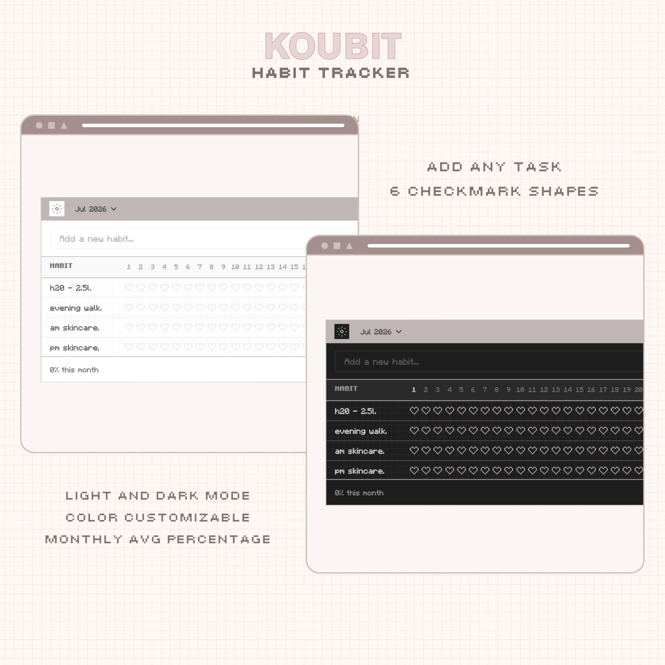 Koubit ― Digital Habit Tracker | Notion Widget | Digital Planner | Aesthetic Habit Tracker