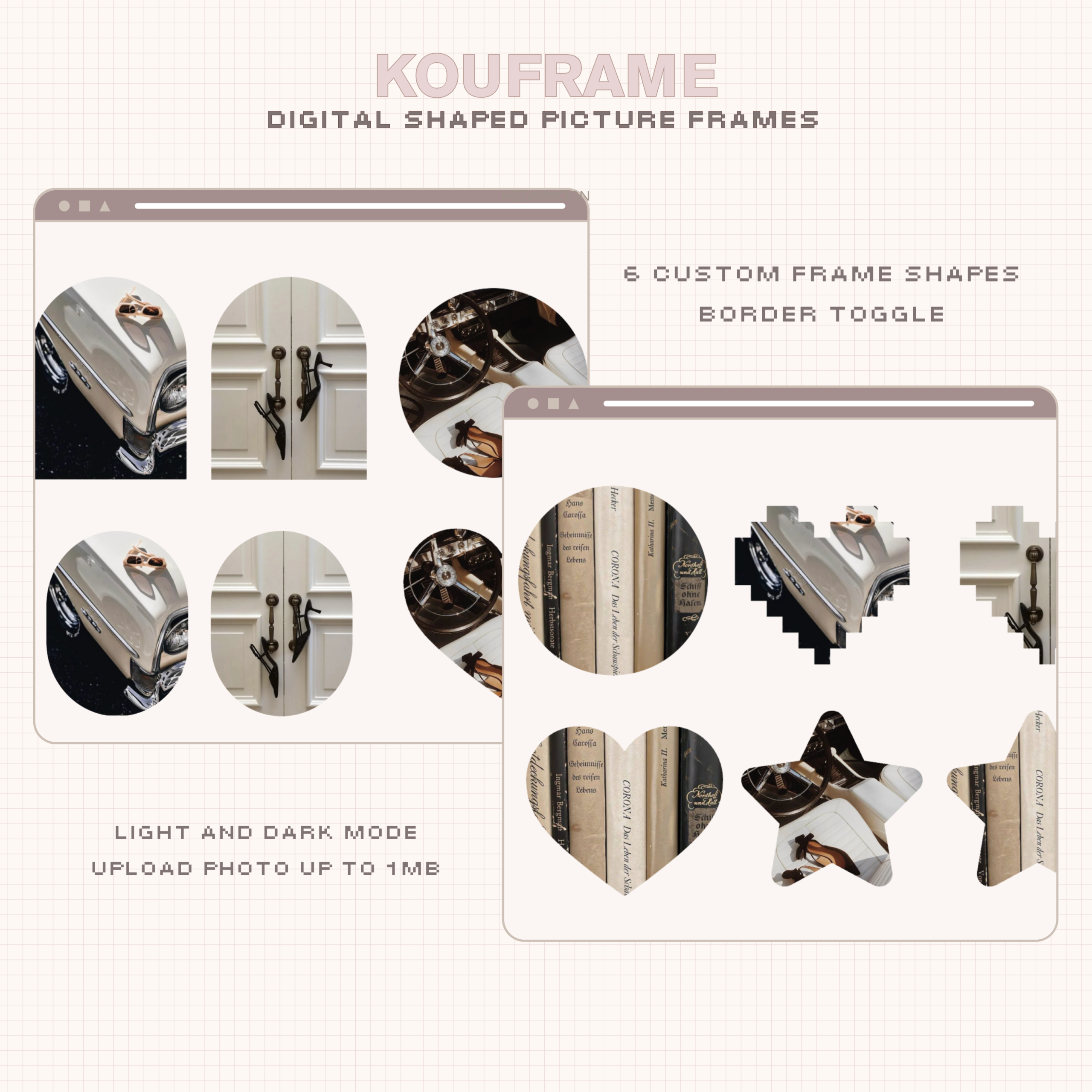 Kouframe ― Digital Shaped Picture Frame | Notion Widget | Aesthetic Digital Planner