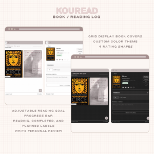 Kouread — Book/Reading Log | Notion Widget | Digital Book Log | Aesthetic Reading Tracker