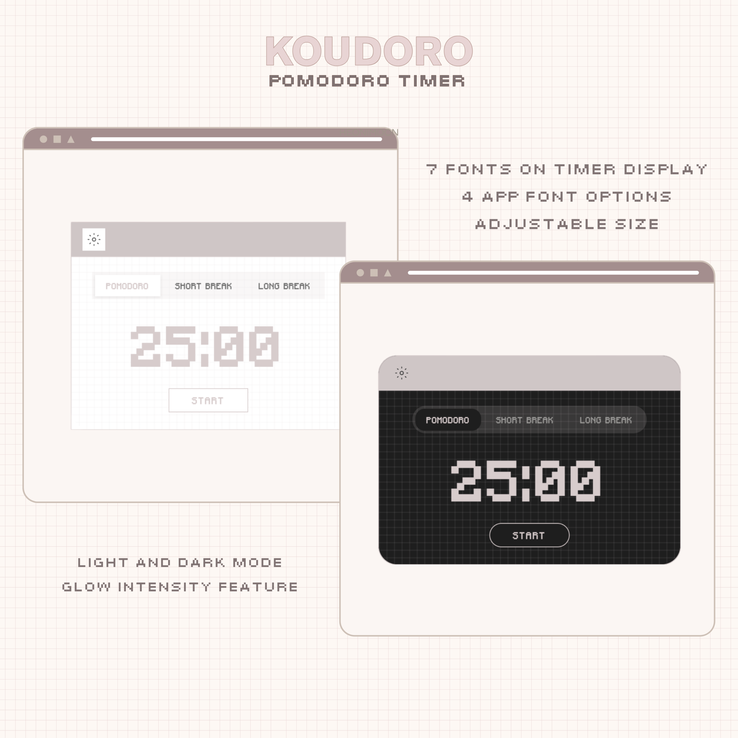 Koudoro — Pomodoro Timer | Notion Widget | Digital Timer | Aesthetic Study Planner