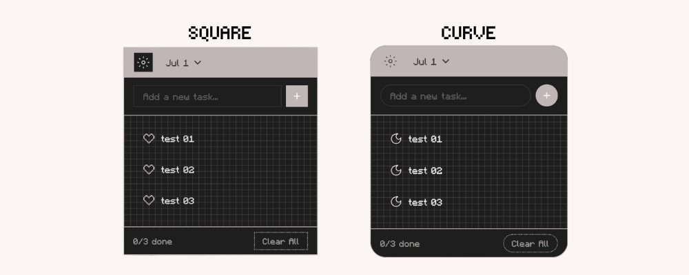 Digital To-Do List and Notion Widget. Dark Mode. Square and Curve version. Aesthetic To-do List for Digital Planner. Aesthetic digital planner.