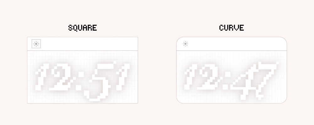Free Digital Clock Widget for Notion with curved and square display in light mode. Free Aesthetic digital clock widget for Notion.
