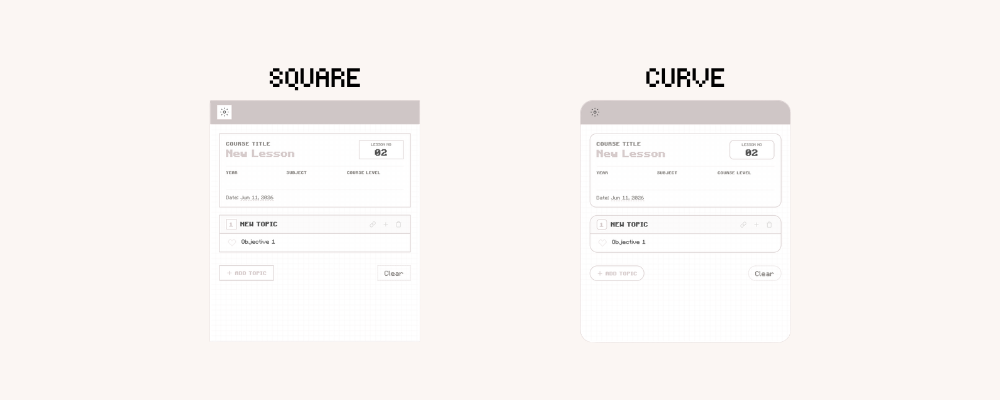 Digital Syllabus Widget for Notion with curved and square display in light mode. Course and Lesson Tracker